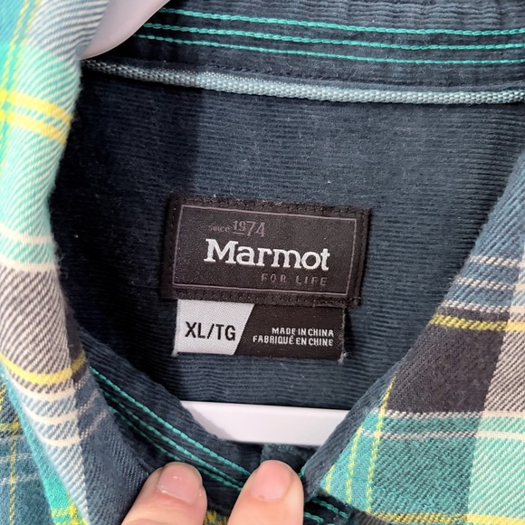 Women’s Marmot Teal and Gray Plaid Shirt - Picture 2 of 5